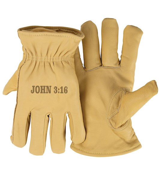 Gloves-3M Thinsulate-John 3:16-Tan (Medium)