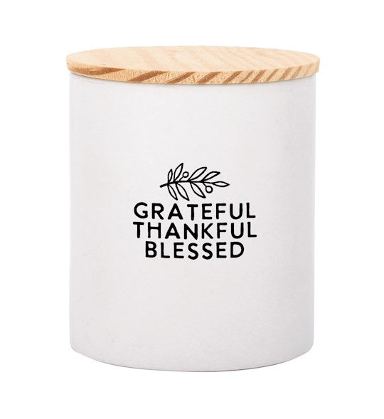 Canister-Grateful Thankful Blessed W/ Lid