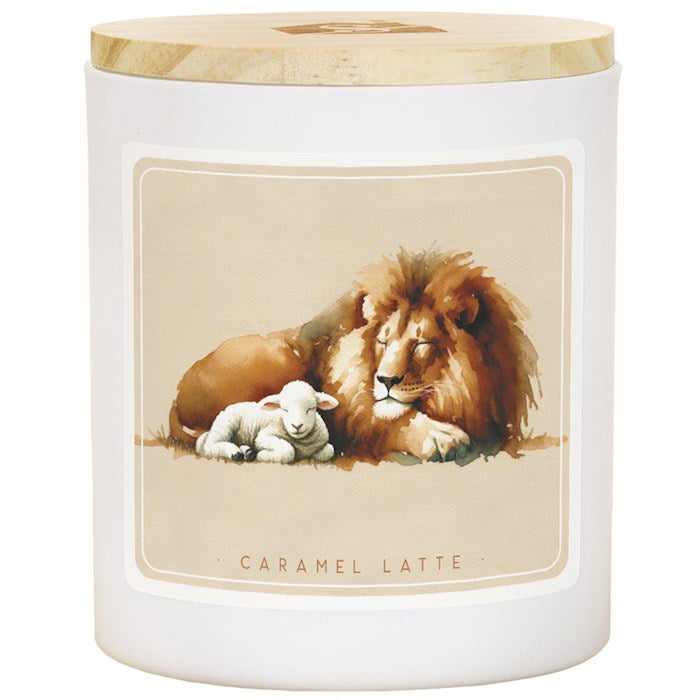 Candle-Lion Lamb Art -Caramel Latte Scent (11OZ-2 WICK)