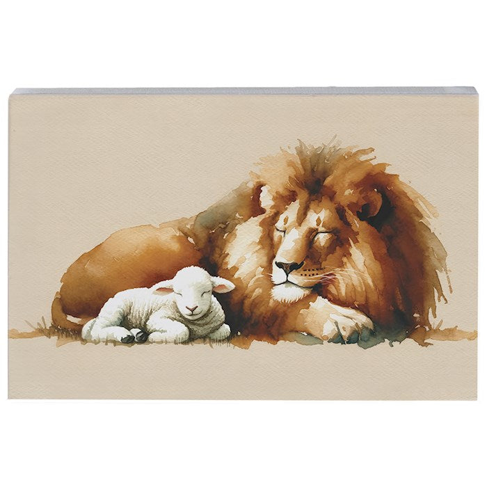 Small Talk Rectangle-Lion Lamb Art (3.5 x 5.25)