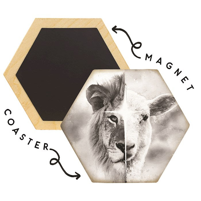 Coaster-Honeycomb-B&amp;W Lion Lamb (4.5 x 3.785)