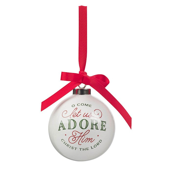 Ornament-Let Us Adore Him-White (3"Dia Round)