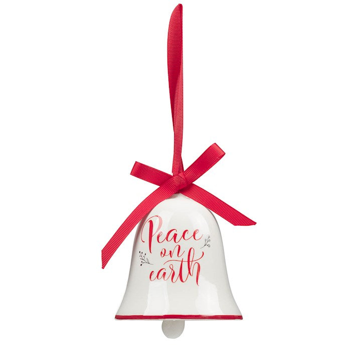 Ornament-Peace on Earth-Red (4.3 x 3.8 Bell)