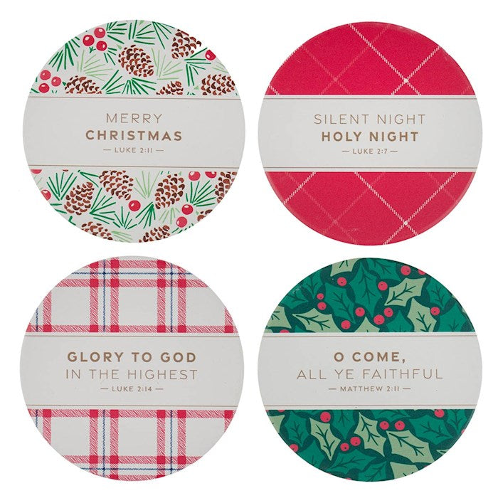 Coaster Set-Christmas Plaid (Set Of 4)