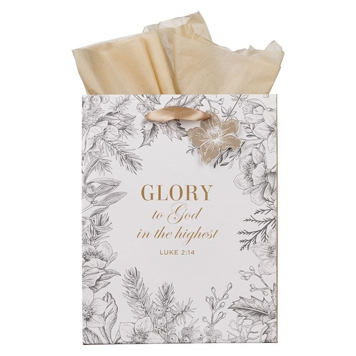 Gift Bag-Glory To God In The Highest (Luke 2:14)-Winter Botanical Medium