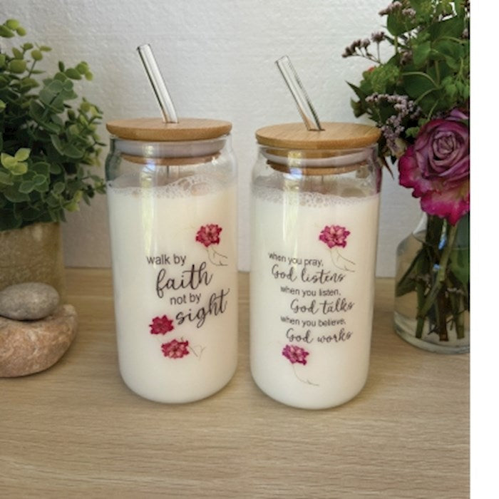 Glass Sipper-Walk By Faith (24 Oz)