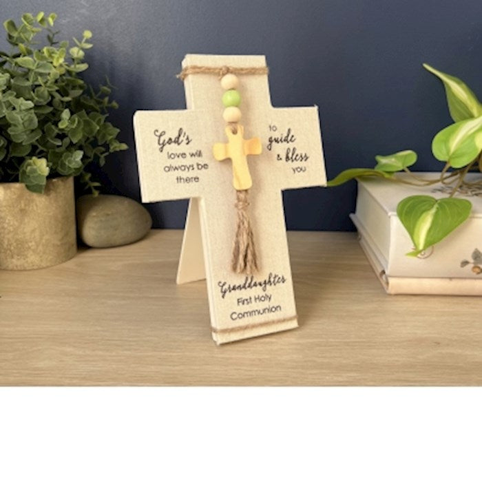 Cross-Communion-Fabric Wrapped-Granddaughter (7.5" x 5.25" x .5")