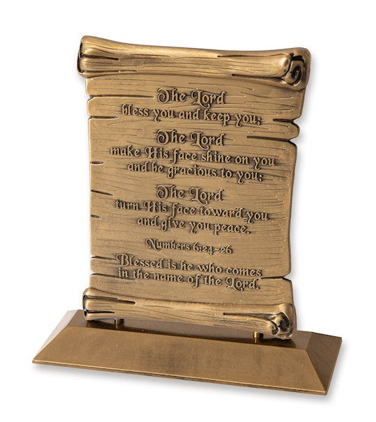 Desktop Set-The Lord Bless You And Keep You Scroll (Numbers 6:26)-Brass (
