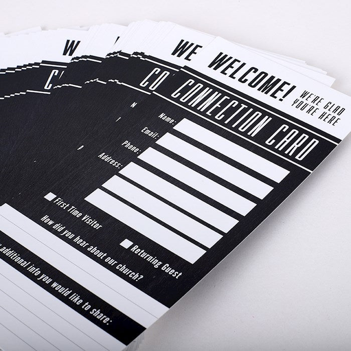 Welcome/Connect Card-Black (Pack Of 50)