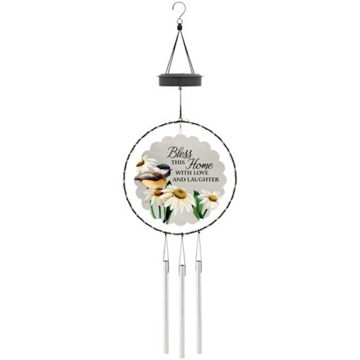 Wind Chime-Solar Spinner-Bless This Home With Love And Laughter (30" x 10" x .5" (