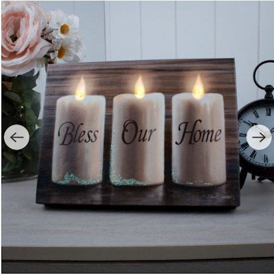 Mini Canvas-Bless Our Home-LED Tabletop w/Timer (6" x 8") (