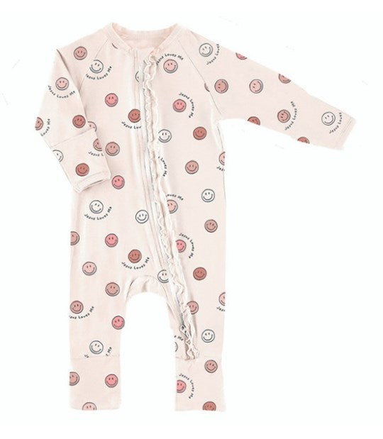 Cozy Romper-Jesus Loves Me-Pink (0-3 Months)