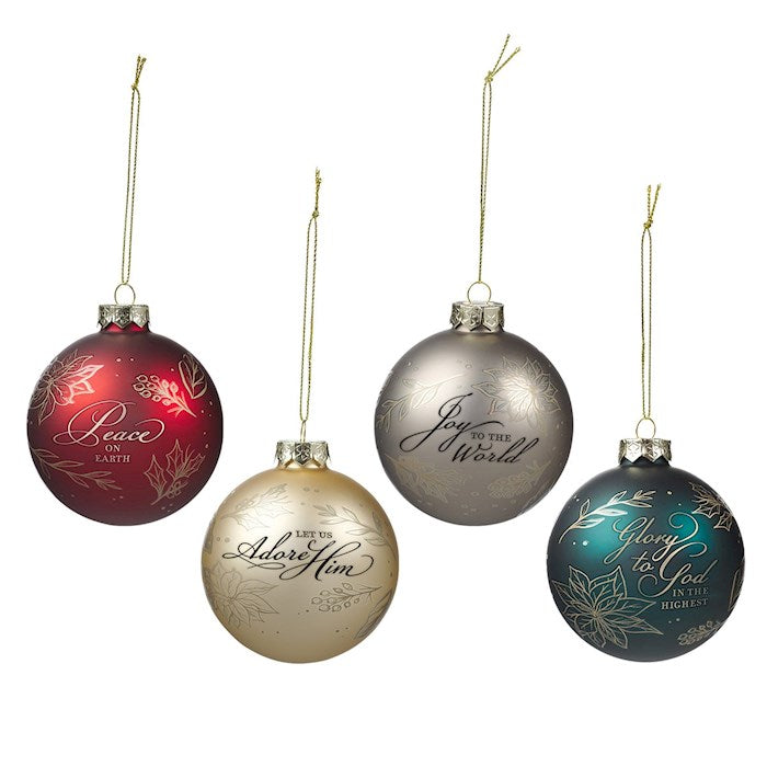 Ornament-Joy to the World (3.1" Dia Round) (Set Of 4)