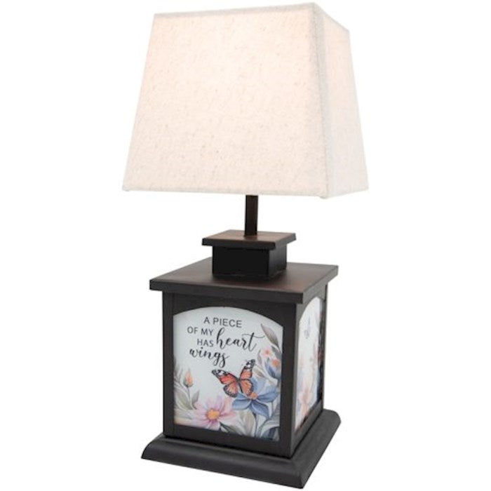 Lantern Lamp w/Fabric Shade-A Piece Of My Heart Has Wings (12" x 5.25 x 5.25") (