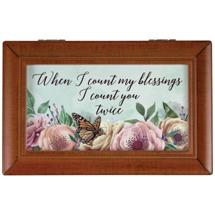 Music Box-When I Count My Blessings/Moonlight Sonata (6" x 4" x 2.5") (