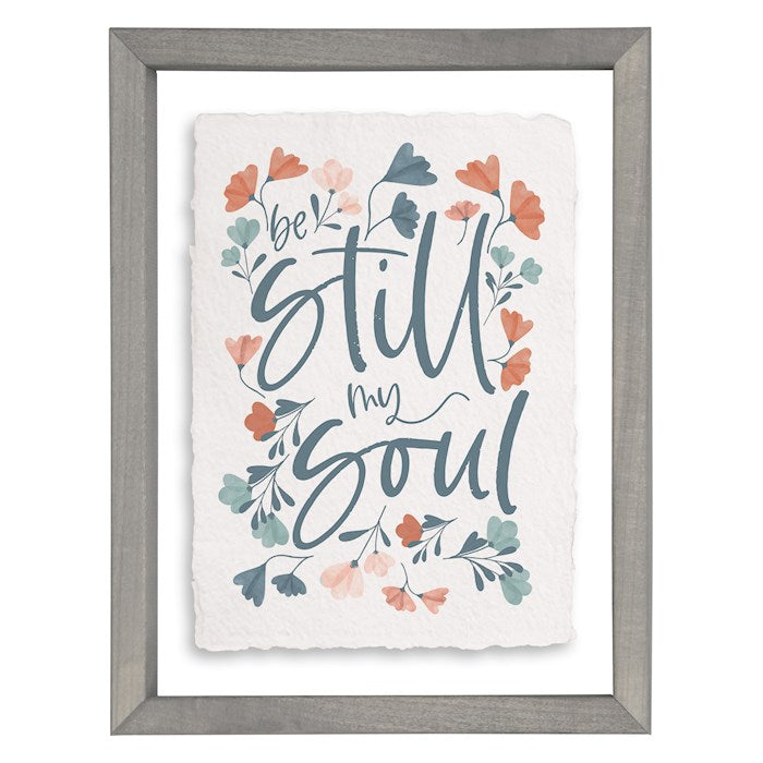 Floating Art Rectange-Be Still My Soul/Flower (11" x 14")