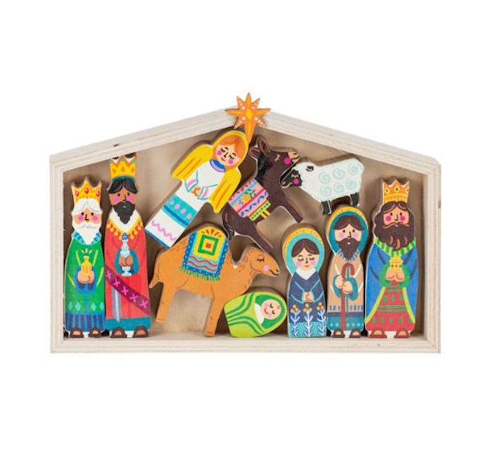 Figurine-Nativity Scene w/Creche Set (11 pc. set) (8" W. x 3/4" D. x 5 1/4" H.)