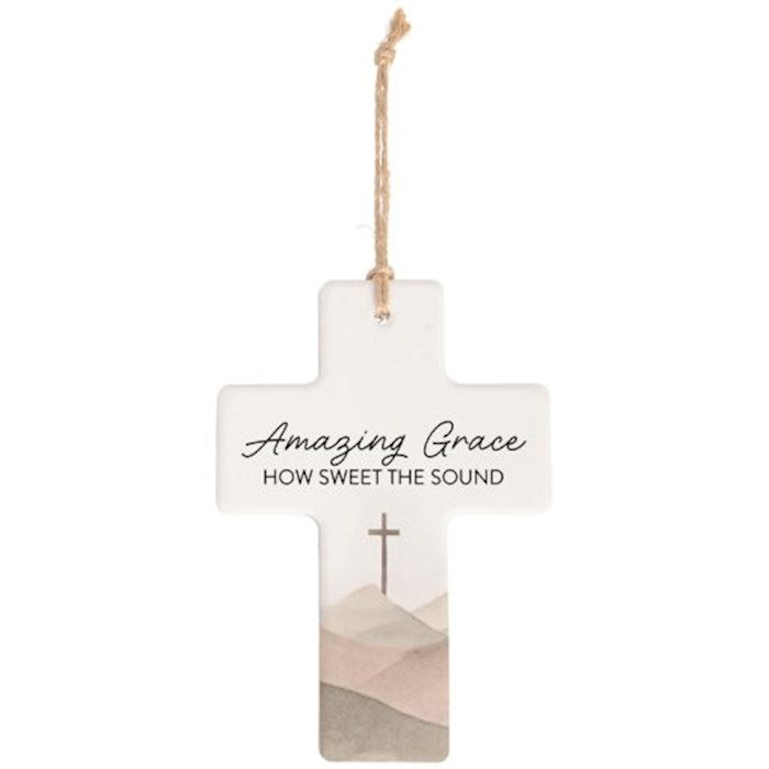 Cross Ornament-Amazing Grace How Sweet The Sound (5.5" x 4") (