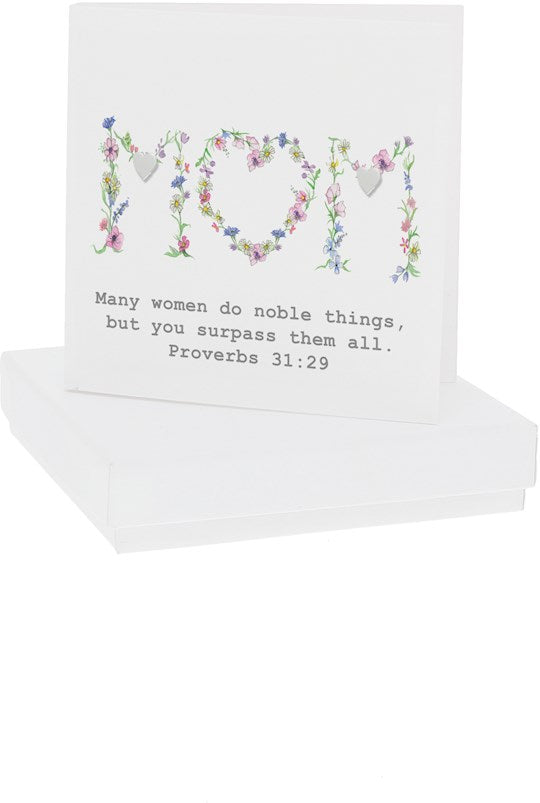 Earring-Mom/Proverbs 31:29 7mm Sterling Silver Heart Stud (