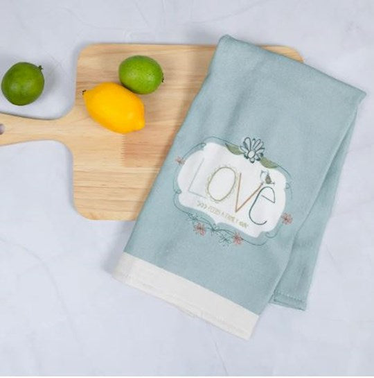 Tea Towel-Love Feeds A Family (23.5" x 18")-100% Cotton (