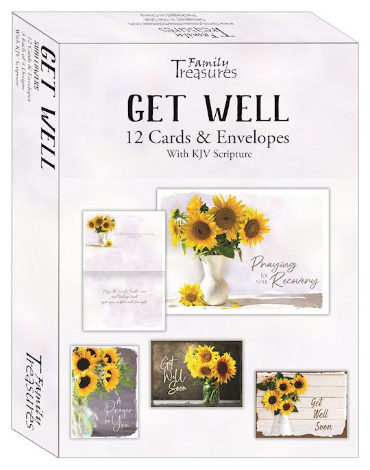 Boxed Card-Get Well-Sunflowers (Pack Of 12)