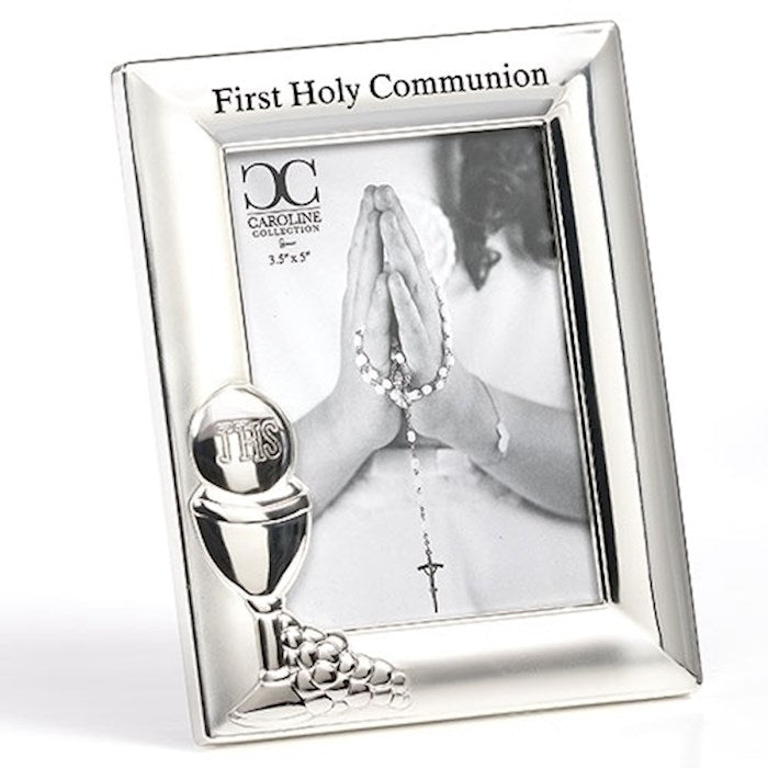 Frame-First Holy Communion (Holds 3.5" x 5")-Silver (6.75"H)