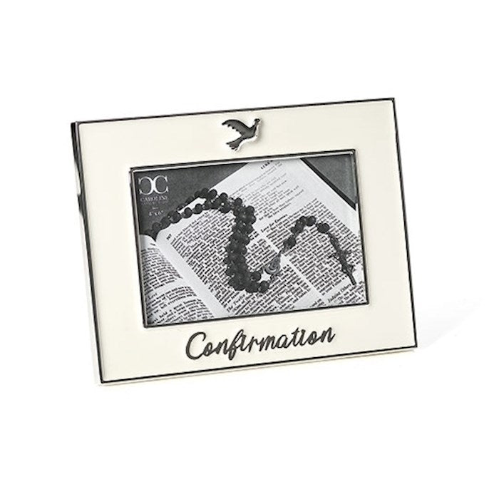 Frame-Confirmation Dove (Holds 4" x 6")-Silver (6.25"H) (