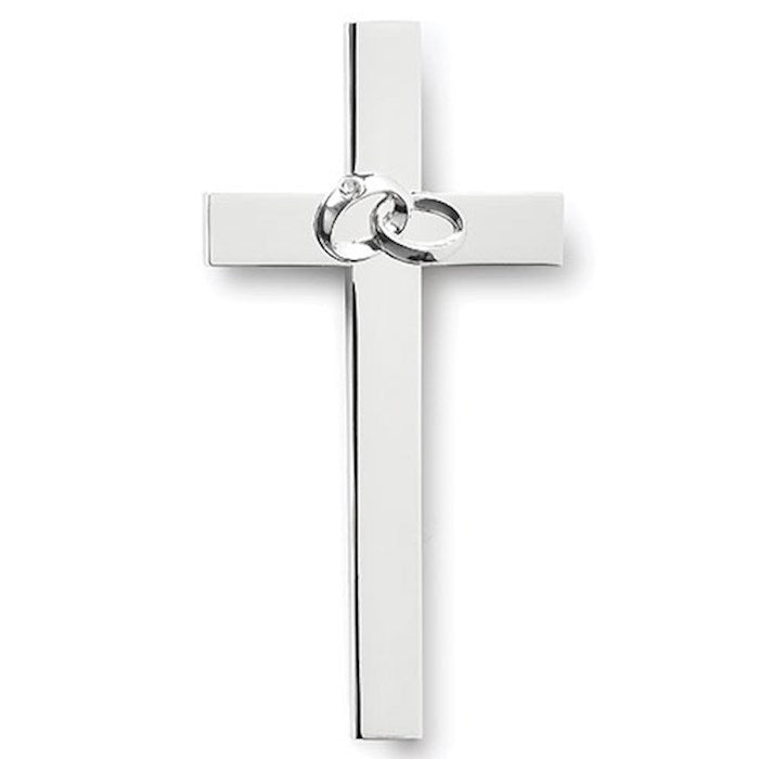 Wall Cross-Wedding Rings-Silver (4.75"H) (
