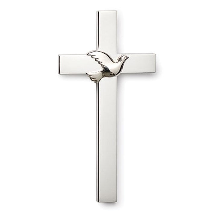 Wall Cross-Confirmation w/Dove-Silver (4.75"H) (