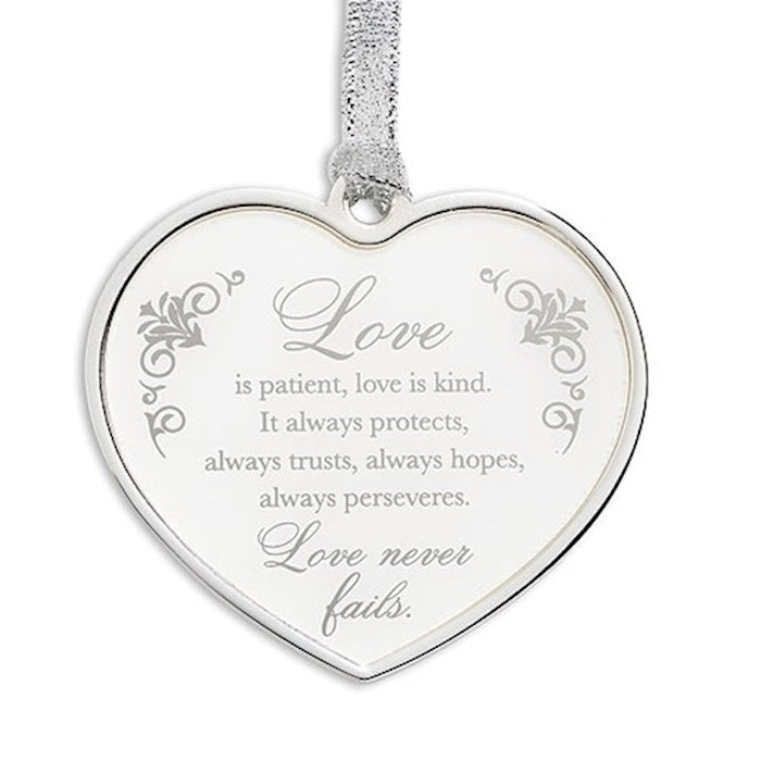 Ornament-Love Is Patient Love Is Kind...In Gift Box-Silver (2.5"H) (