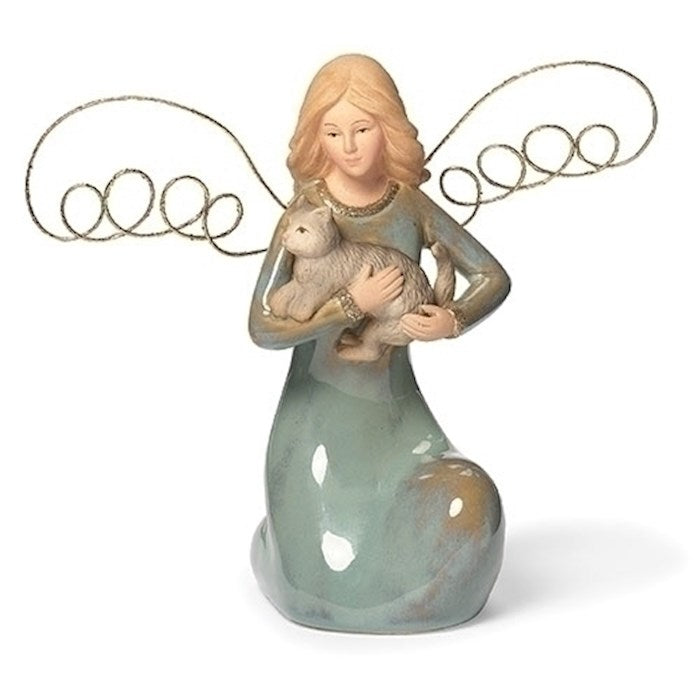 Figurine-Angel Holding Cat (5.25"H) (