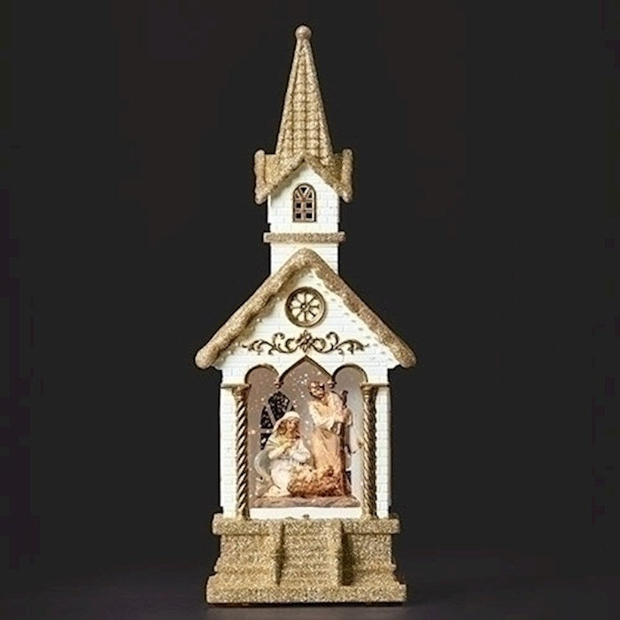 Confetti Lites-Lighted Swirl Church w/Holy Family (11"H) (