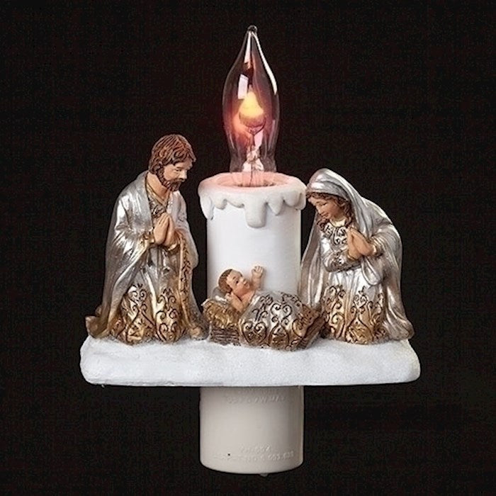 Night Light-Holy Family Gold &amp; Silver w/Swivel Plug (5.5"H) (