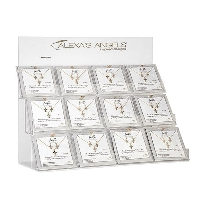 Display-Bracelet-Side Glass Bead w/Cross (7"Stretch) (30 Pieces) (
