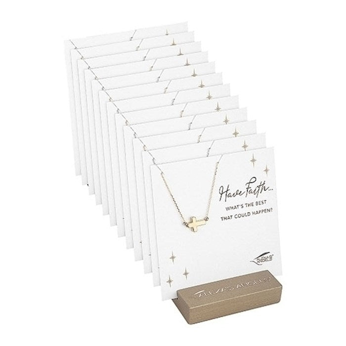 Display-Necklace-Cross/Have Faith-Silver (16"-18") (24 Pieces) (