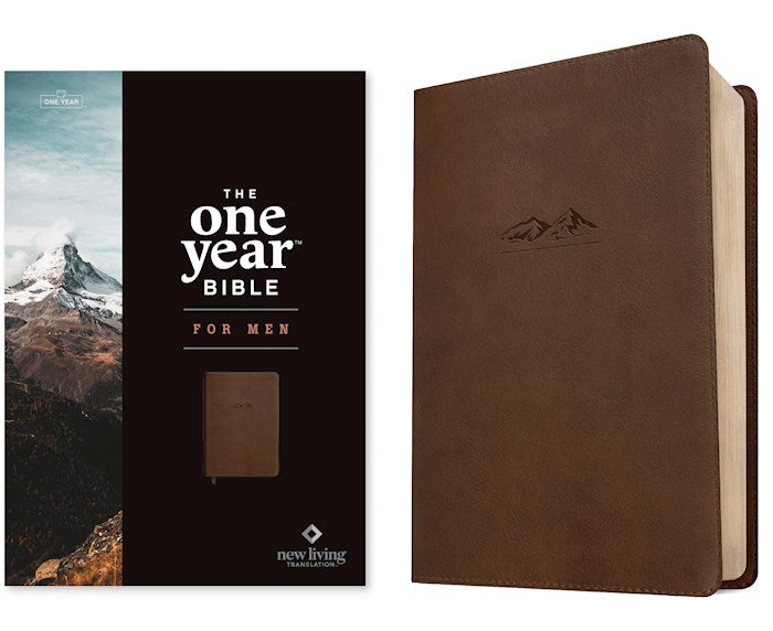 NLT The One Year Bible For Men-Rustic Brown Mountain Leatherlike