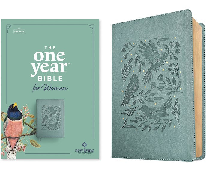 NLT The One Year Bible For Women-Birdsong Teal Leatherlike
