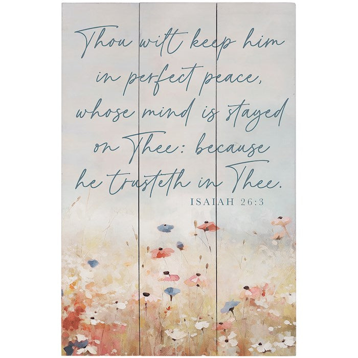 Rustic Pallet-Isaiah 26:3 Flowers (10.75" x 16")