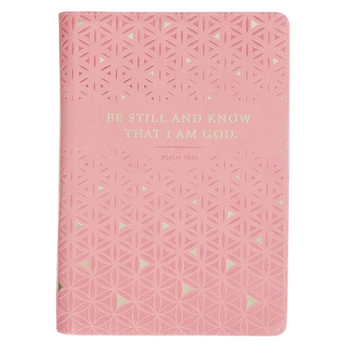 Journal Classic W/ Zip-Be Still &amp; Know Ps. 46:10-Pink