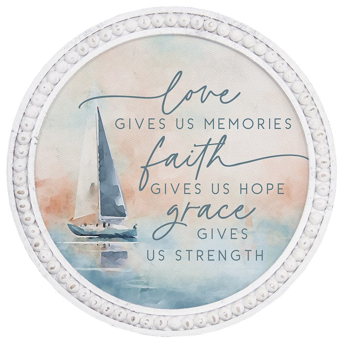 Beaded Art Round-Love Faith Boat (14" x 14")