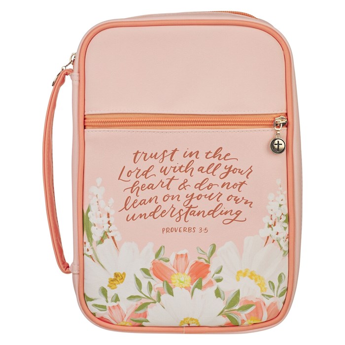 Bible Cover-Fashion-Trust In The Lord Prov. 3:5-Pink Floral-LRG