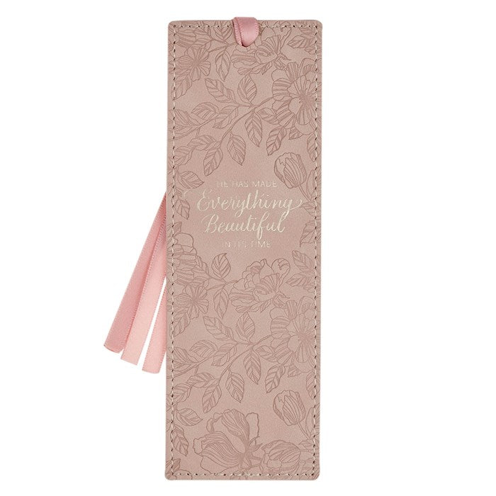 Bookmark-Everything Beautiful Ecc. 3:11-Faux Leather-Pink