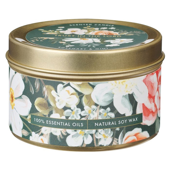 Tin Candle-Trust In The Lord Prov. 3:5-Floral Green