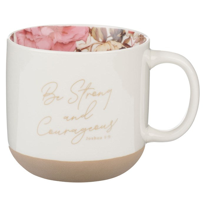 Mug-Be Strong &amp; Courageous (Joshua 1:9)-Pink Dahlia Ceramic