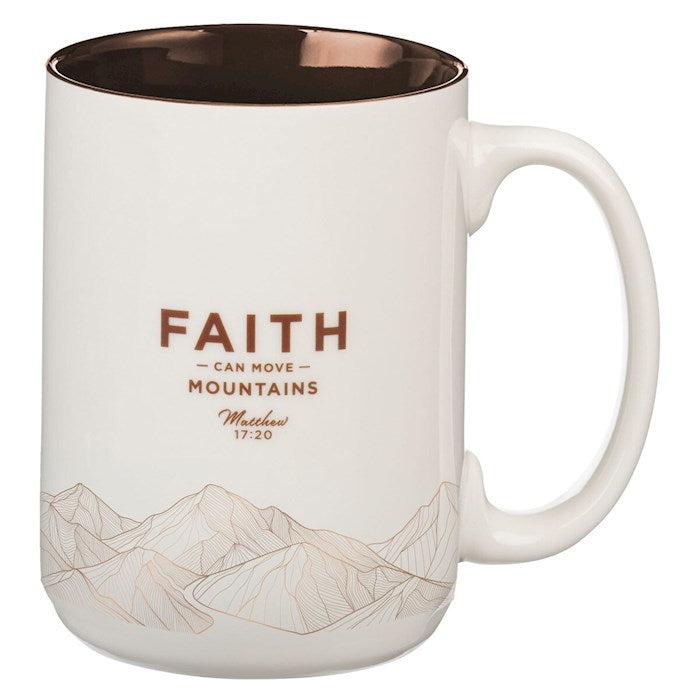 Mug-Faith Can Move Mountains (Matthew 17:20)-White Ceramic (14 oz)