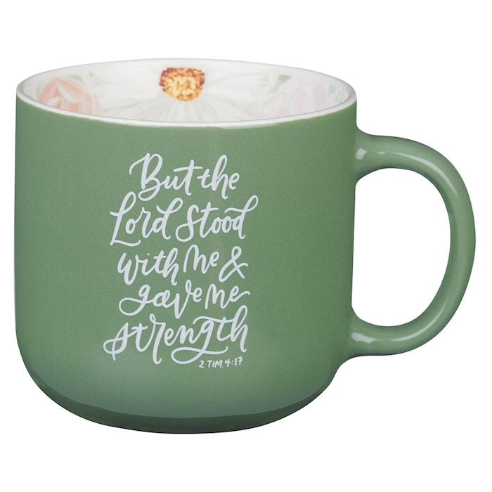 Mug-But The Lord Stood With Me...(1 Timothy 4:17)-Green Ceramic