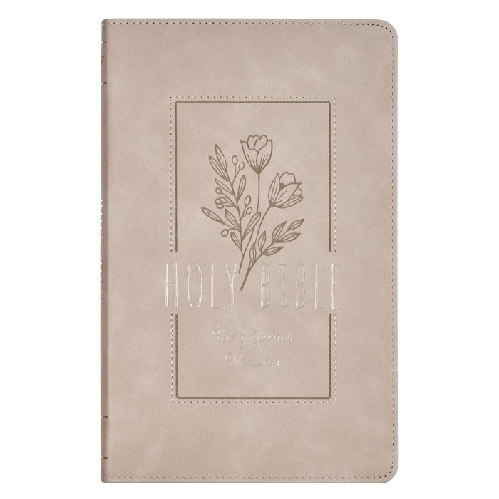 KJV Gift Edition Bible-Taupe Floral Faux Leather