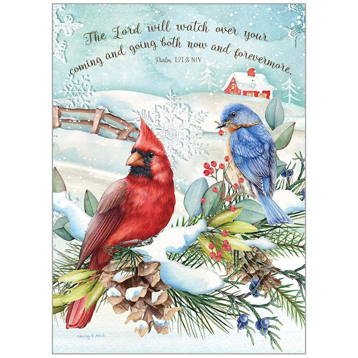 Boxed Card-Christmas-Birds On Snowy Branch (Box Of 20)