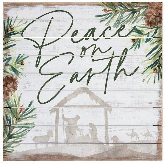 Pallet Art-Peace On Earth/Nativity (14" x 14")