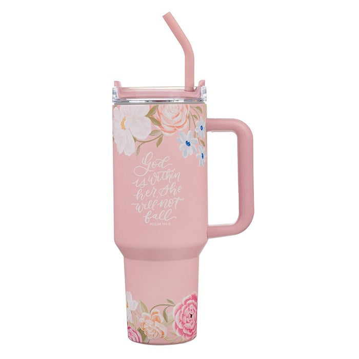Travel Mug-Love is Patient W/ Straw (40 oz) (Stainless Steel)